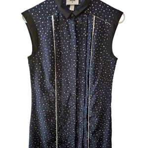 Jason Wu Target Collab Navy Blue Polka Dot Sleeveless Size XS Womens Button up